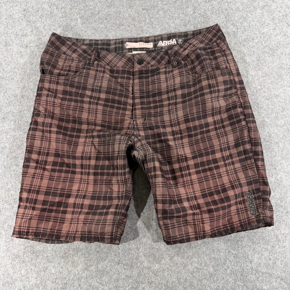 Ezekiel Aersa Hybrid Board Shorts Brown Plaid 36 Mens Quick Dry Casual
